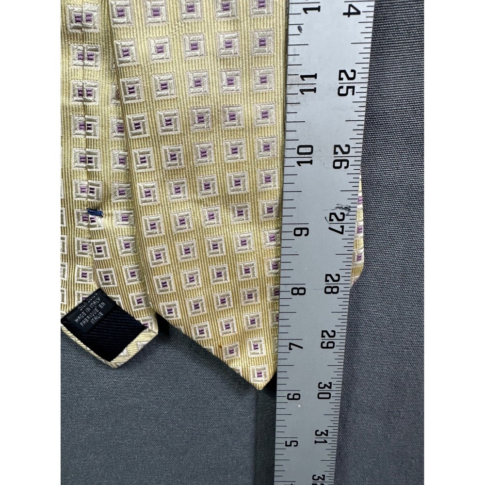 Canali Silk Geometric Square Pattern Necktie Yell… - image 8